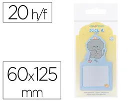 Imaginovo Bloc notas adhesivas 20 hojas gato azul 60x125 mm