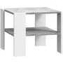 Mesa de centro PILVI con 2 bandejas - Estilo contemporáneo - Partículas de melamina - Decoración blanca y hormigón claro - L 55 x P 55 x H 45 cm