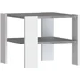 Mesa de centro PILVI con 2 bandejas - Estilo contemporáneo - Partículas de melamina - Decoración blanca y hormigón claro - L 55 x P 55 x H 45 cm