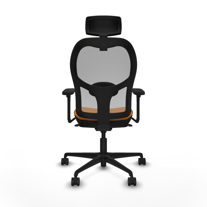 PIQUERAS Y CRESPO Silla de oficina Jorquera con mecanismo Sincro, Similpiel Naranja y Malla Gris