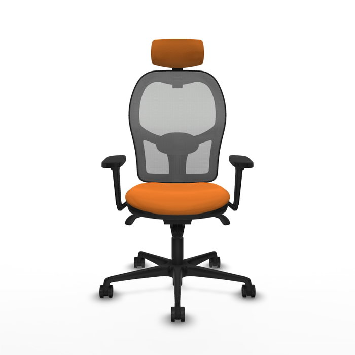 PIQUERAS Y CRESPO Silla de oficina Jorquera con mecanismo Sincro, Similpiel Naranja y Malla Gris