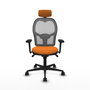 PIQUERAS Y CRESPO Silla de oficina Jorquera con mecanismo Sincro, Similpiel Naranja y Malla Gris
