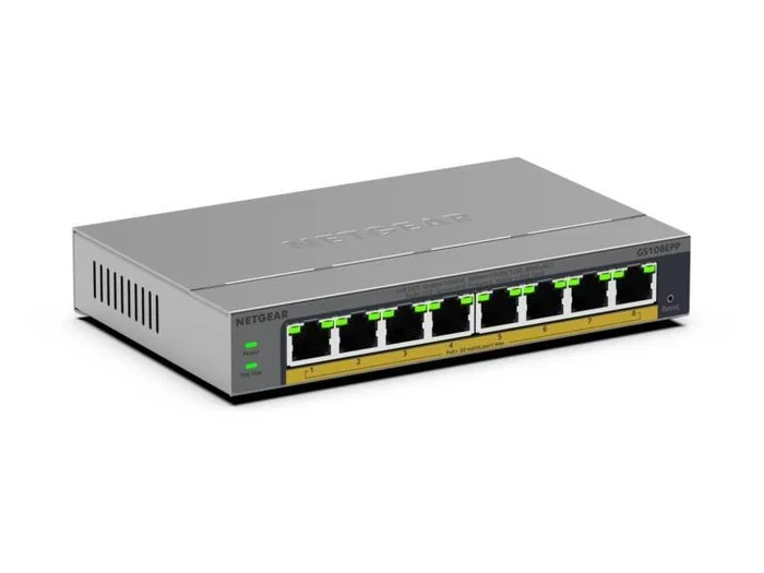 Netgear GS108EPP Switch Smart L3 con 8 puertos Gigabit y PoE+ (123 W)