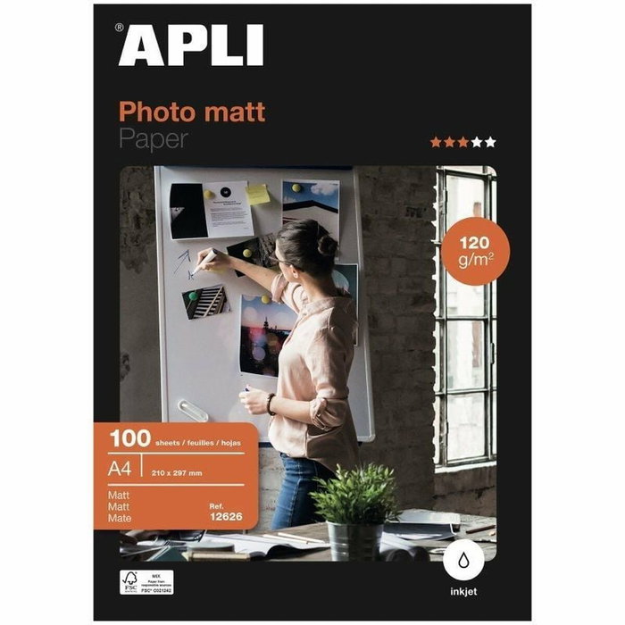 APLI Papel Fotográfico Matt A4 120g 100 Hojas Mate