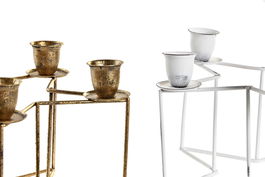 DKD Home Decor Portavelas Navidad Moderno Blanco Dorado 12 x 20 x 20 cm (4 Unidades)