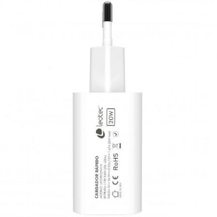 Leotec LECSPH20W1W Cargador de Pared USB Tipo-C, 20W Power Delivery 3.0, Blanco