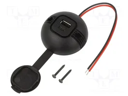 PRO CAR Alimentador USB con USB A y USB C, Negro