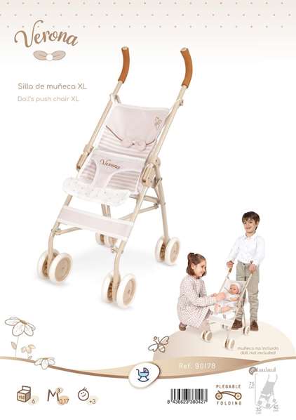 Decuevas Silla de Muñeca Grande para Muñecas de hasta 52 cm Verona 35x45x75 cm
