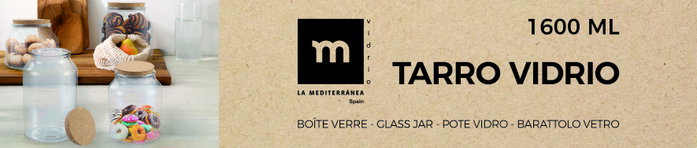 La Mediterranea Tarro de Vidrio con Tapón de Corcho 1600ml, Pack de 8 unidades La Mediterranea Tarro de Vidrio con Tapón de Corcho 1600ml, Pack de 8 unidades