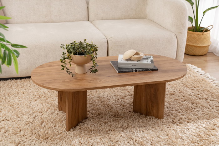 Nordure Mesa de Centro Oval 120cm Ancho x 60cm Alto x 40cm Fondo en MDF