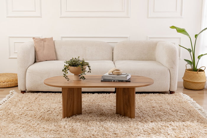 Nordure Mesa de Centro Oval 120cm Ancho x 60cm Alto x 40cm Fondo en MDF