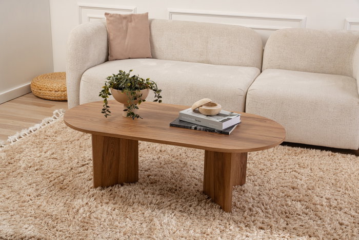 Nordure Mesa de Centro Oval 120cm Ancho x 60cm Alto x 40cm Fondo en MDF