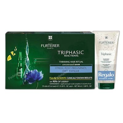 Rene Furterer Triphasic Reaccional Ritual Anticaída Estuche con 12 Ampollas y Champú