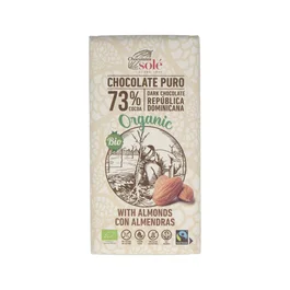 CHOCOLATES SOLE Chocolate Negro 73% con Almendras Ecológico 150g