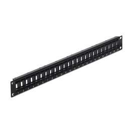 DeLOCK 43340 Patch Panel Keystone 19" 24 Puertos Giratorio Negro - Montaje en Bastidor para Rack, Metal y Plástico