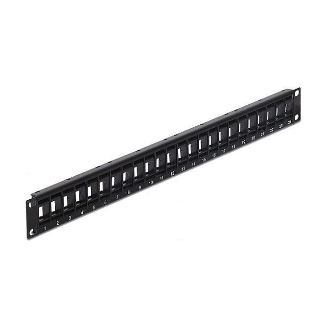 DeLOCK 43340 Patch Panel Keystone 19" 24 Puertos Giratorio Negro - Montaje en Bastidor para Rack, Metal y Plástico DeLOCK 43340 Patch Panel Keystone 19" 24 Puertos Giratorio Negro - Montaje en Bastidor para Rack, Metal y Plástico