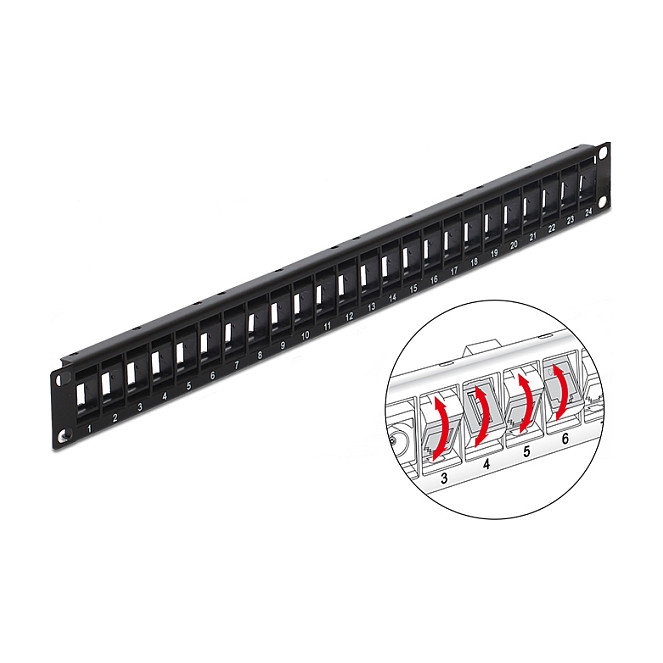 DeLOCK Patch Panel Keystone 24 Puertos 19'' 1U Negro DeLOCK Patch Panel Keystone 24 Puertos 19'' 1U Negro