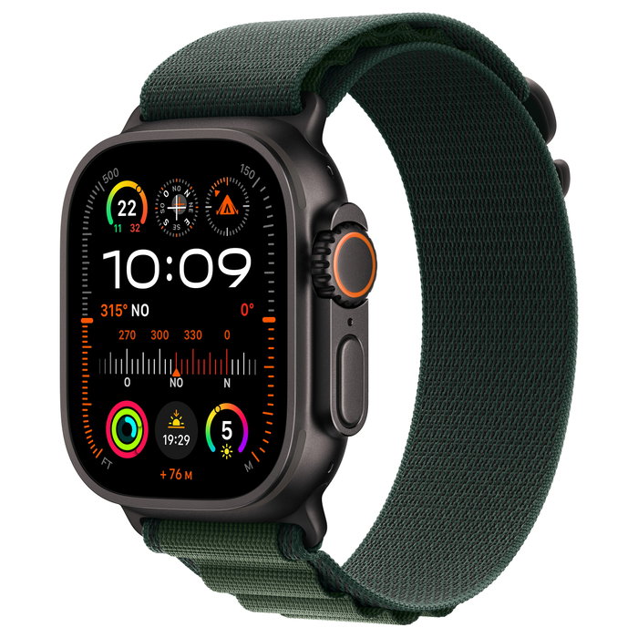 Apple Watch Ultra 2 GPS + Cellular 49 mm Titanio Negro con Correa Alpine Verde Oscuro Talla L