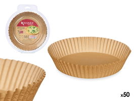 Kinvara Set 50 Piezas Molde Papel Freidora Aire Redondo Pequeño 22.5x24.5x5.5 cm (Set de 24)