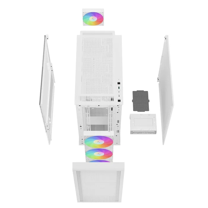 DeepCool CH560 DIGITAL WH - Torre ATX Blanco con Iluminación RGB, Ventiladores Incluidos, Panel de Cristal Templado y Gestión de Cables