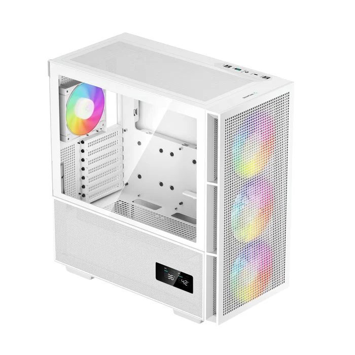 DeepCool CH560 DIGITAL WH - Torre ATX Blanco con Iluminación RGB, Ventiladores Incluidos, Panel de Cristal Templado y Gestión de Cables