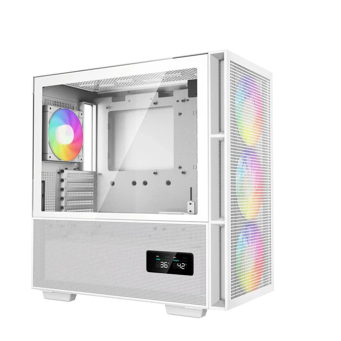 DeepCool CH560 DIGITAL WH - Torre ATX Blanco con Iluminación RGB, Ventiladores Incluidos, Panel de Cristal Templado y Gestión de Cables