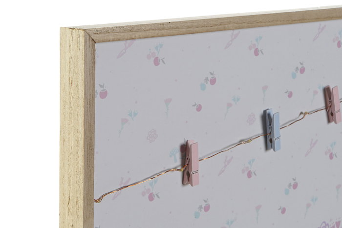 DKD Home Decor Memo Fotos LED Paulownia 40x40x3 Conejos