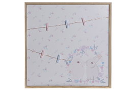 DKD Home Decor Memo Fotos LED Paulownia 40x40x3 Conejos