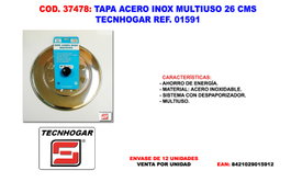 Tapa multiuso de acero inoxidable 26 cm TECNH REF 01591