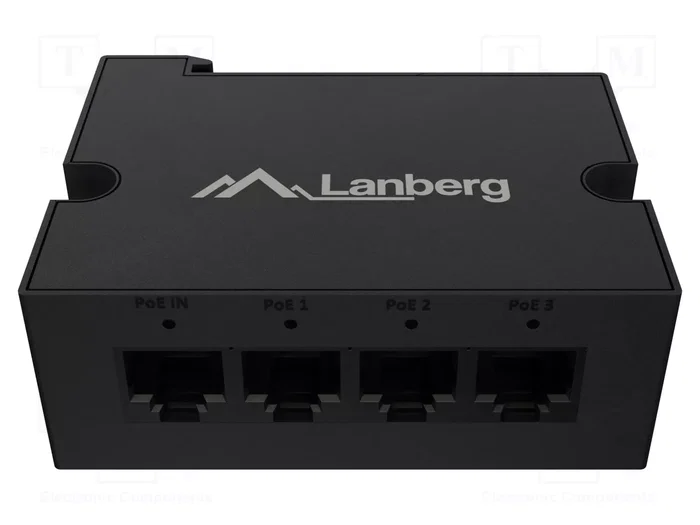 Lanberg DIN-FE4-AT-30W Adaptador e Inyector de PoE Ethernet Rápido