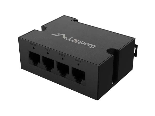 Lanberg Switch PoE Extender 1xin 3xout DIN 30W