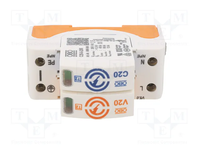 OBO BETTERMANN Limitador de sobretensiones Tipo 2 1+NPE 20kA 280VAC OBO BETTERMANN Limitador de sobretensiones Tipo 2 1+NPE 20kA 280VAC