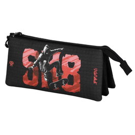 Pro-Dg Estuche Portatodo Triple SK8 PRO-DG Negro con 3 Compartimentos y Cierre Cremallera Resistente Ripstop