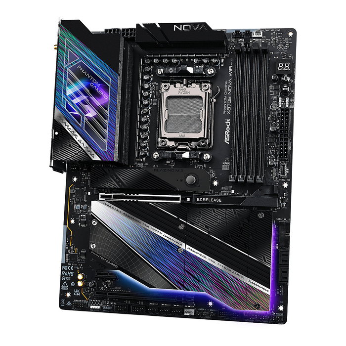 ASRock X870E Nova WiFi Placa Base ATX (AM5, AMD X870E, Ryzen 7000/8000/9000, DDR5 hasta 8200 MHz, 256 GB, Wi-Fi 7, Bluetooth 5.4, PCIe 5.0, 7.1 CH)
