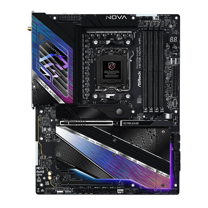 ASRock X870E Nova WiFi Placa Base ATX (AM5, AMD X870E, Ryzen 7000/8000/9000, DDR5 hasta 8200 MHz, 256 GB, Wi-Fi 7, Bluetooth 5.4, PCIe 5.0, 7.1 CH)