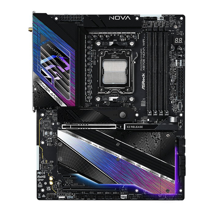 ASRock X870E Nova WiFi Placa Base ATX (AM5, AMD X870E, Ryzen 7000/8000/9000, DDR5 hasta 8200 MHz, 256 GB, Wi-Fi 7, Bluetooth 5.4, PCIe 5.0, 7.1 CH)