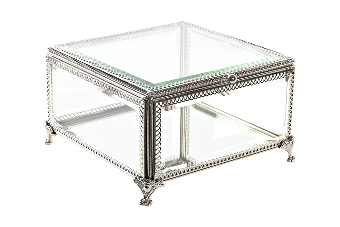 DKD Home Decor Joyero Tradicional Cristal Plateado Transparente Metal 16 x 10 x 16 cm Brillante DKD Home Decor Joyero Tradicional Cristal Plateado Transparente Metal 16 x 10 x 16 cm Brillante