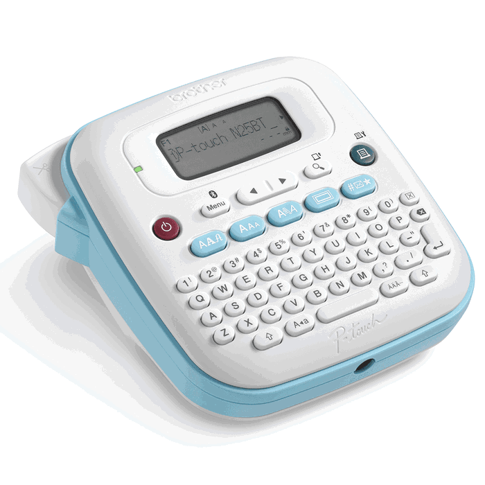 Brother PT-N25BT Rotuladora Electrónica Bluetooth con Teclado QWERTY, Azul y Blanco