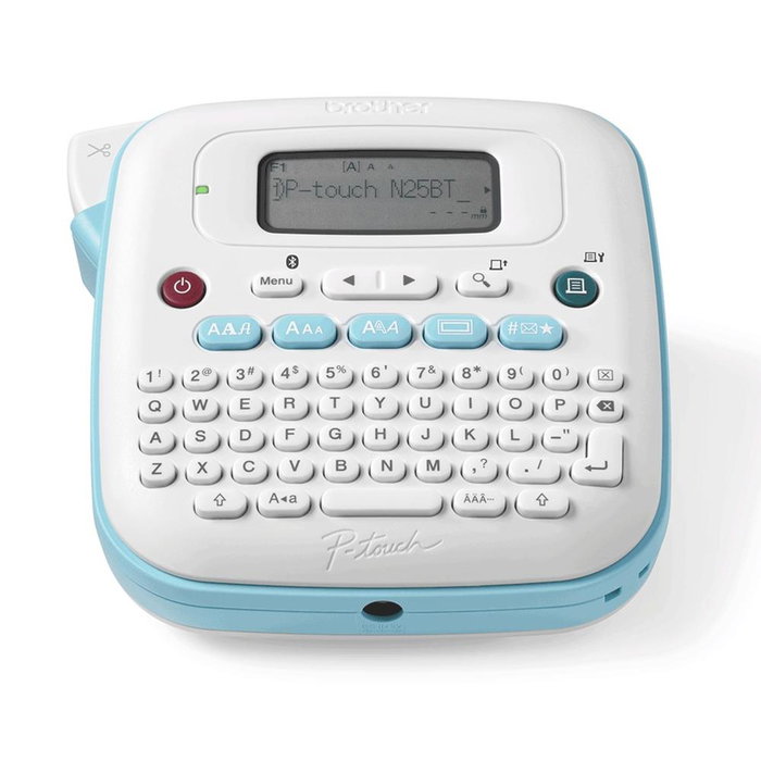 Brother PT-N25BT Rotuladora Electrónica Bluetooth con Teclado QWERTY, Azul y Blanco