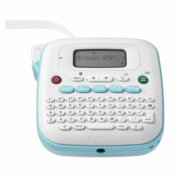Brother PT-N25BT Rotuladora Electrónica Bluetooth con Teclado QWERTY, Azul y Blanco