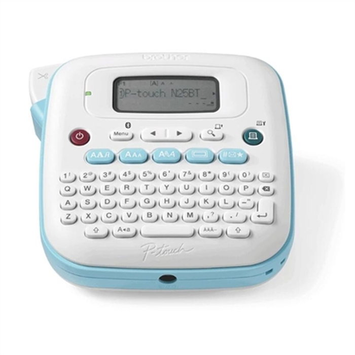 Brother PT-N25BT Rotuladora Electrónica Bluetooth con Teclado QWERTY, Azul y Blanco
