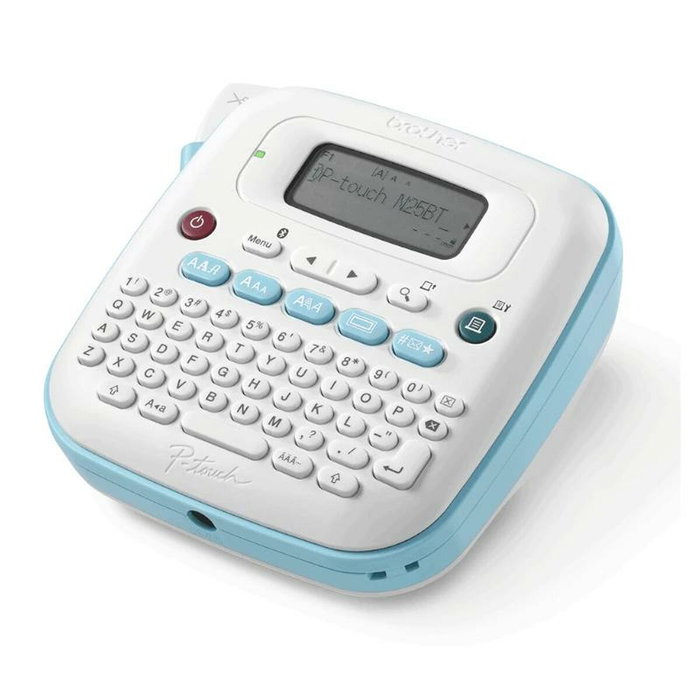 Brother PT-N25BT Rotuladora Electrónica Bluetooth con Teclado QWERTY, Azul y Blanco