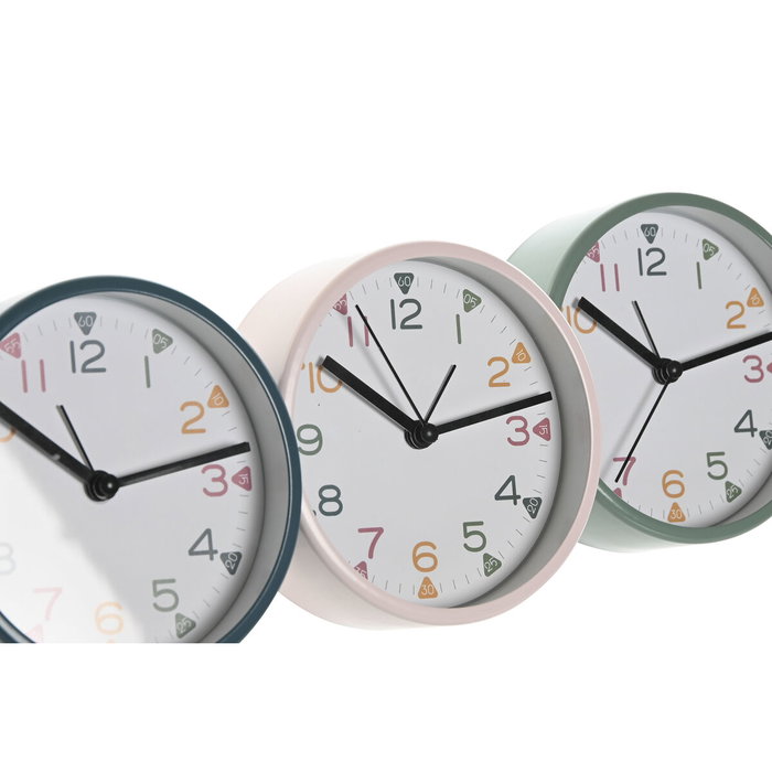 DKD Home Decor Reloj Despertador de Metal Silencioso Surtido de 3 Unidades