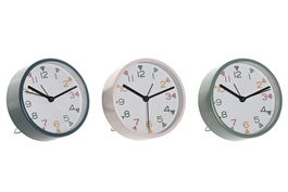 DKD Home Decor Reloj Despertador Rosa Azul Metal 4 x 11 x 11 cm (3 Unidades)