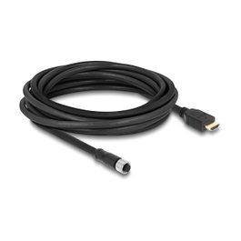 DeLOCK Cable de Sensor/Actuador M12 A-codificado 17 Pin a HDMI 5 m Negro