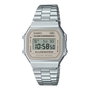 Casio A168WA-8A con esfera beige y correa de acero gris