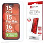 Displex Protector de Pantalla de Vidrio Templado 10H para iPhone 15 Plus / 15 Pro Max / 16 Plus - Kit Completo de Aplicación en Seco, Anti-Huellas, Transparente - 02013