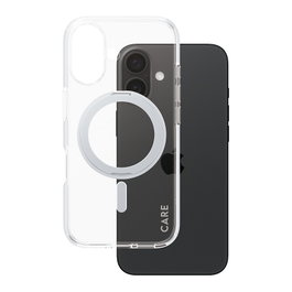 PanzerGlass CARE Case con Soporte Plateado y MagSafe para iPhone 16, Transparente