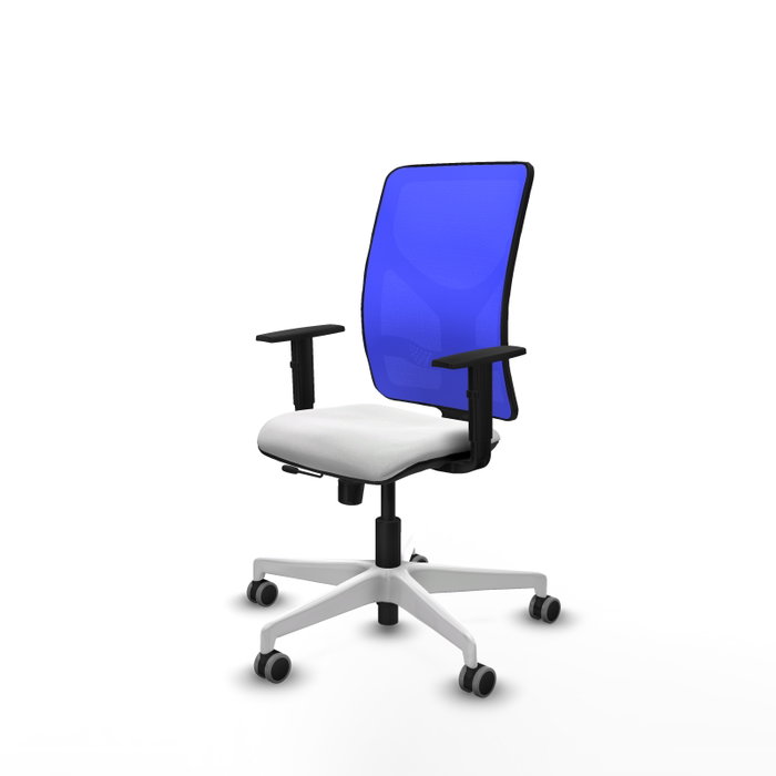 PIQUERAS Y CRESPO Silla de oficina Motilla con mecanismo Sincro/Traslack, tela blanca y malla azul