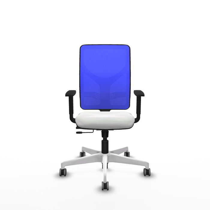 PIQUERAS Y CRESPO Silla de oficina Motilla con mecanismo Sincro/Traslack, tela blanca y malla azul
